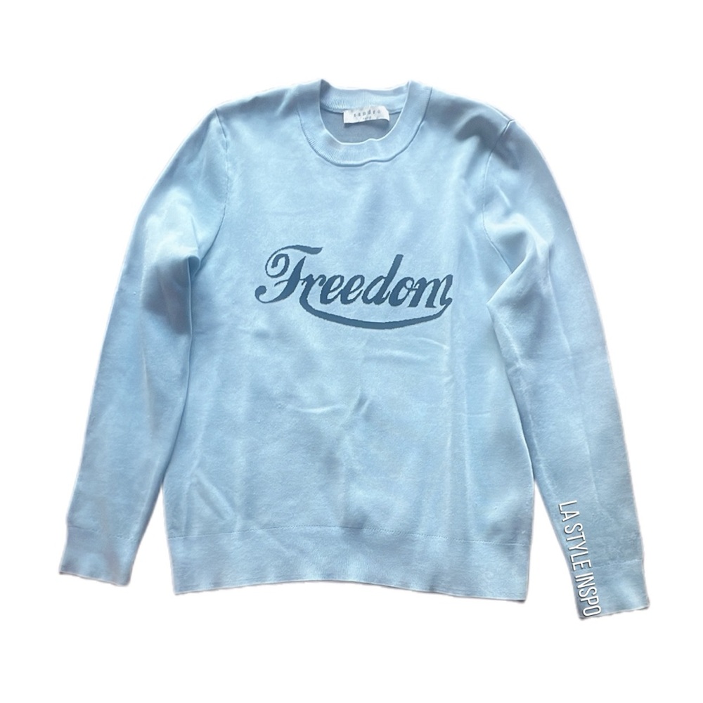 Sandro Blue Crewneck Sweater Soft Knit Casual Size Large